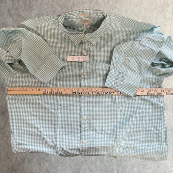 J.Crew Mens Button Up Shirt Size 2XL Green Check Long Sleeve Slim Fit Organic - Picture 12 of 14